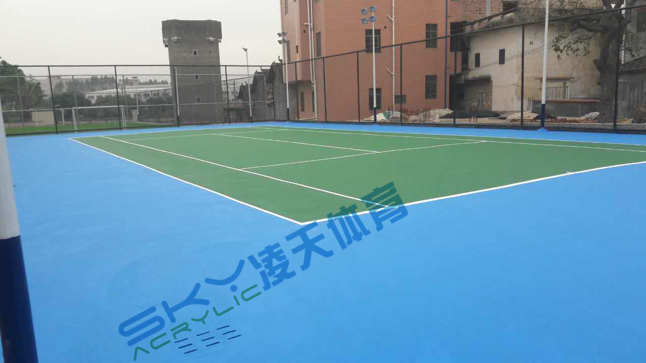 丙烯酸球场案例：广州市增城石迳村丙烯酸网球