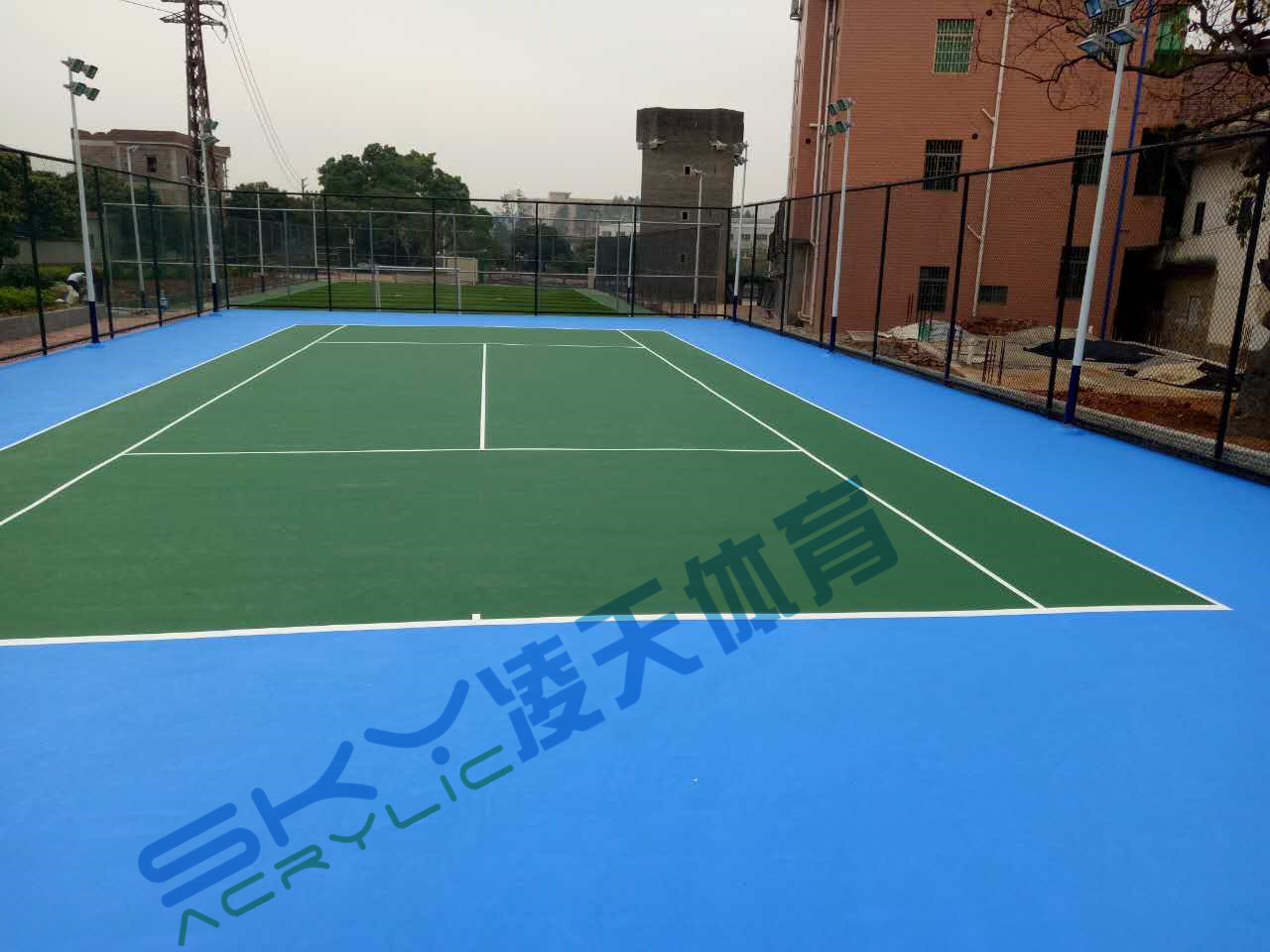 丙烯酸球场案例：广州市增城石迳村丙烯酸网球